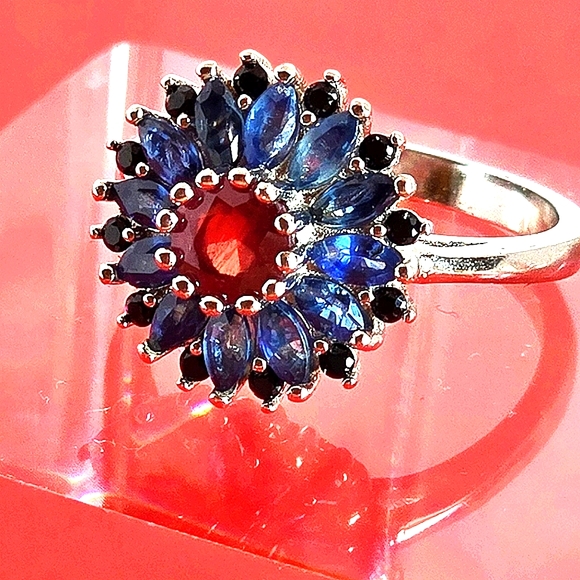 925 Sterling Silver Ring Sz 6.75 with Natural Ruby, Sappphire, Spinel - Picture 10 of 10
